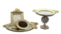 Jewelry Mirror Antique Vanity Tray , Hand Fruit Bowl Round Vanity Tray