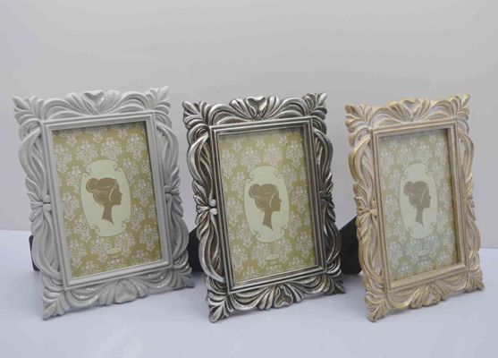 Antique Old Champagne Gold Polyresin Photo Frame Classic Baroque Crown Pattern
